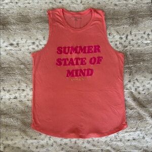 Spiritual Gangster Coral Sleeveless Tank with Pink Text “Summer State of Mind”